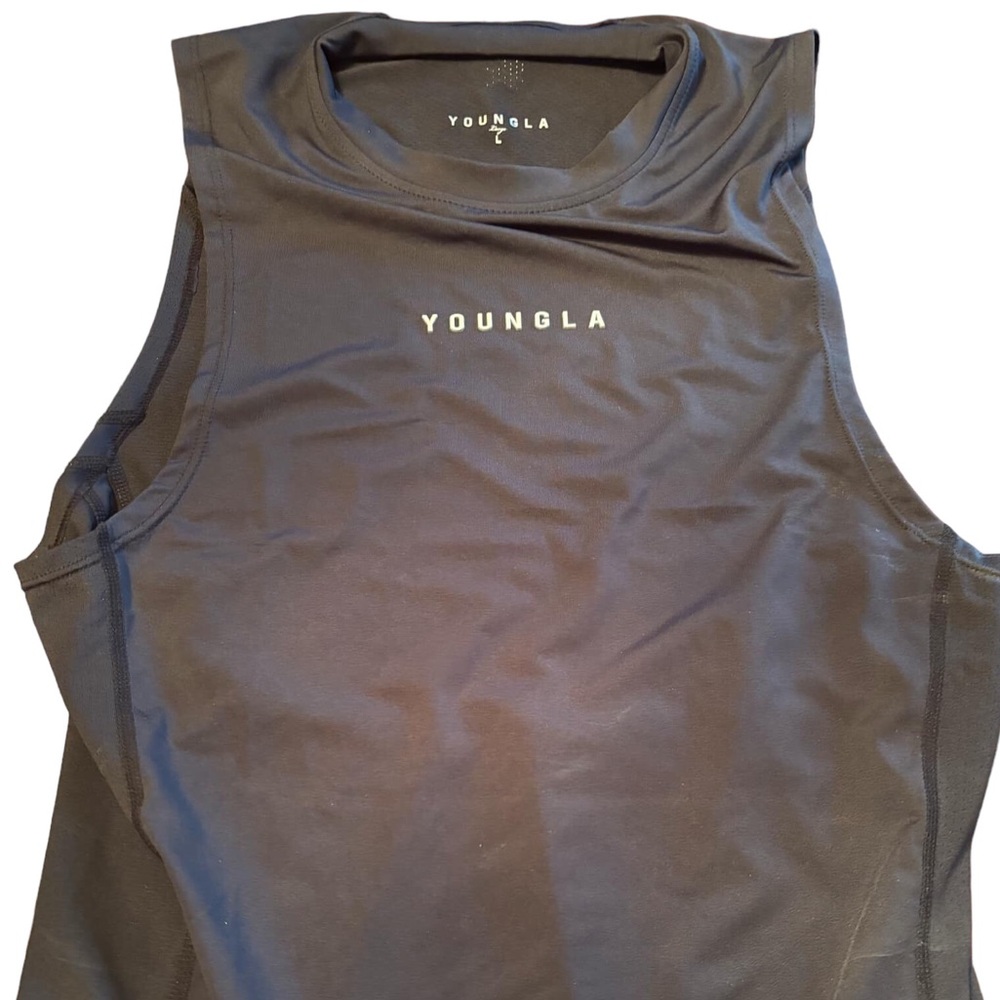 NWT Young LA Black Muscle Tank - Size L, Outside Seams, Workout Wear